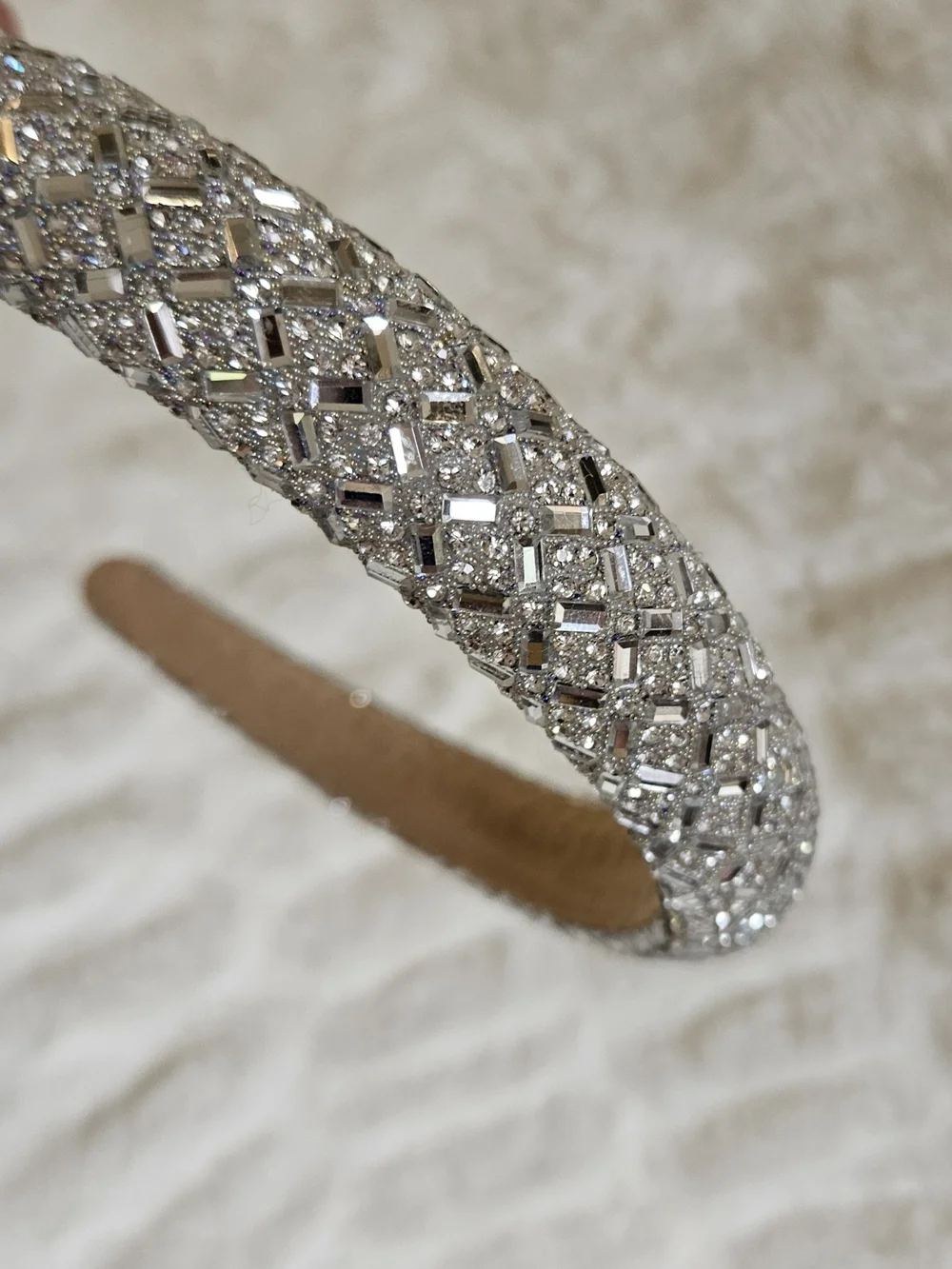 Crystal Embellished Silver Headband - Women's Accessories
